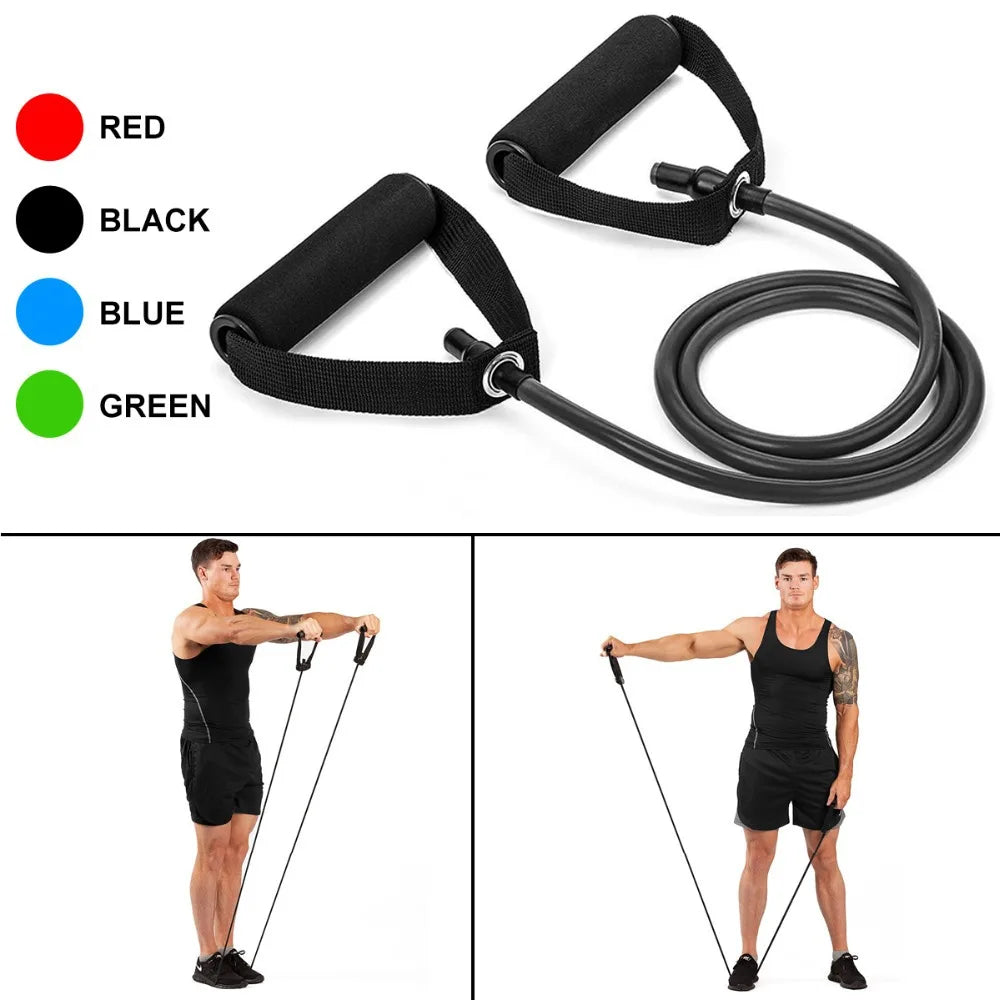 5-Level Resistance Band, with Crank Yoga Pull Rope Fitness Exercise Tube Belt,Crossfit Exercise Strength Training at Home